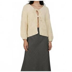 NEW SADIE & SAGE tie front knit cardigan in ivory